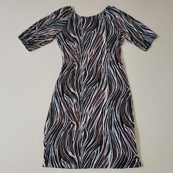 Pursuits Swirly Stripe Jersey V-neck Midi Dress - Picture 15 of 16